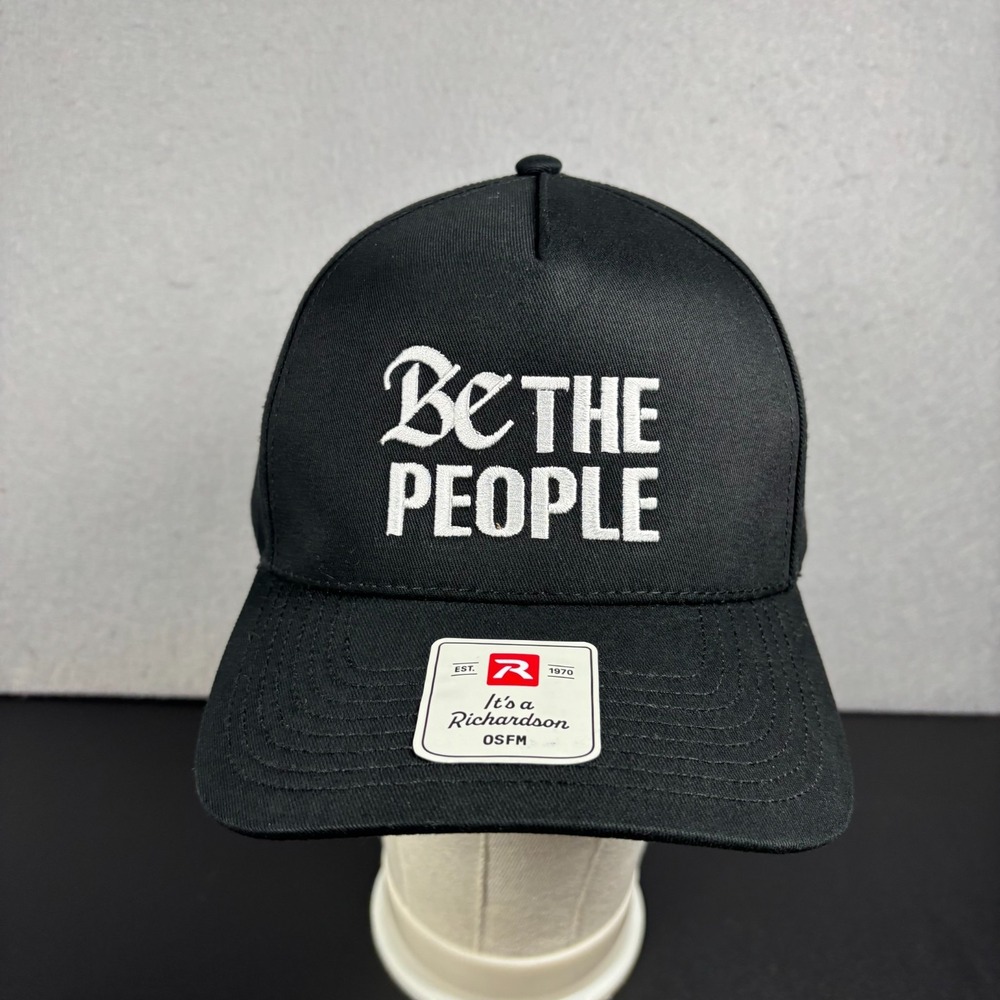 BE THE PEOPLE Black Snapback Hat White Embroidered Baseball Cap OSFM Unisex NWOT
